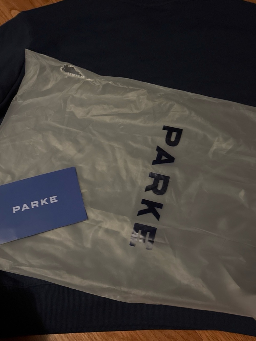 Parke Women's Navy Crewneck Sweatshirt with White Lettering - Picture 4 of 4